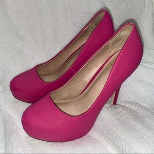 Pink Faux Snake Skin Heels